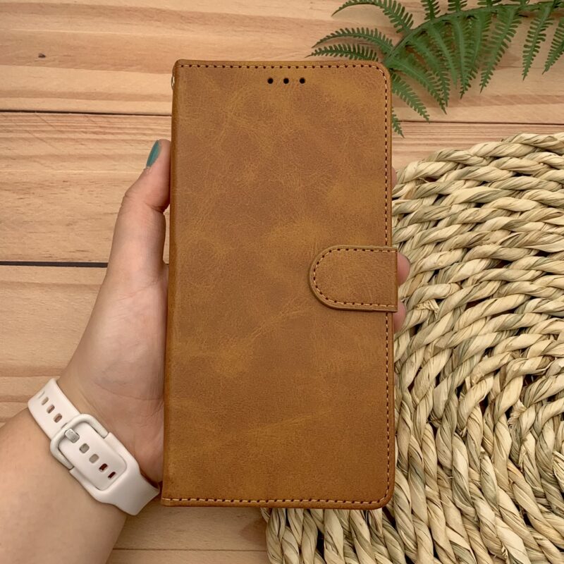 کیف گوشی Redmi A3 / Redmi A3x شیائومی چرم مگنتی جاکارتی بند آویز دار محافظ لنز دار عسلی کد 17392 - Image 3