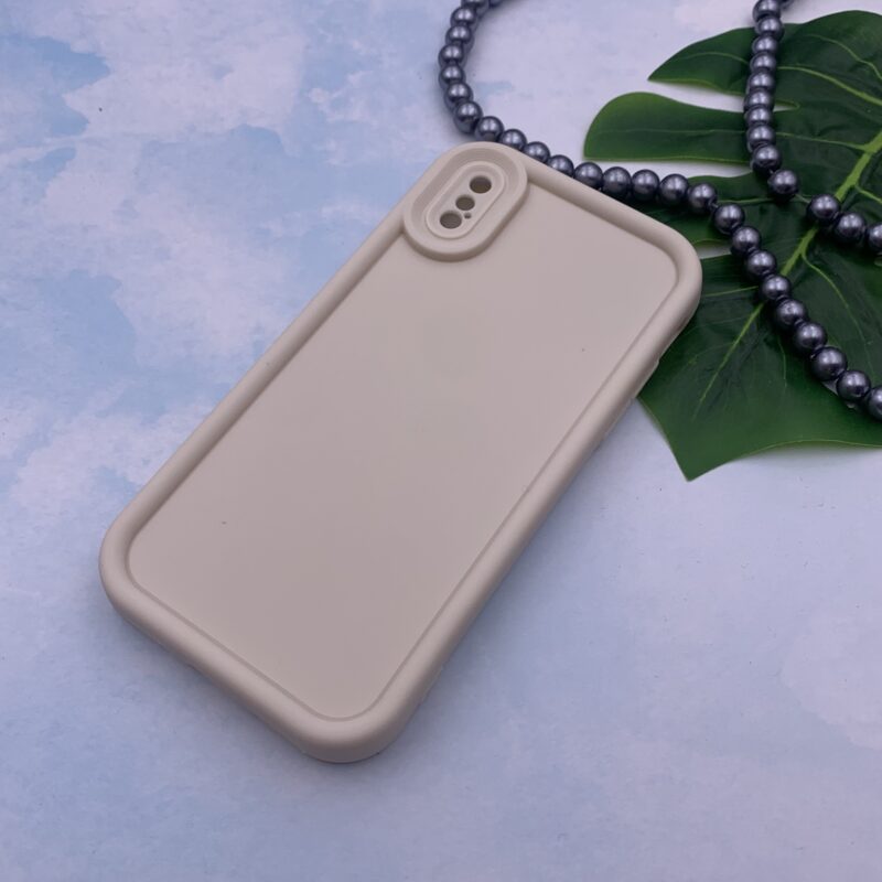 قاب گوشی iPhone X / iPhone XS آیفون سیلیکونی اورجینال Solid Case ضد ضربه محافظ لنز دار کرم کد 17451 - Image 2