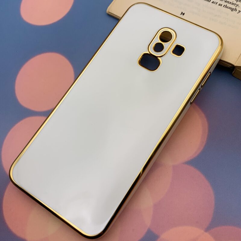 قاب گوشی Galaxy J8 2018 سامسونگ ژله ای مای کیس طرح Gold Line دور طلایی محافظ لنز دار سفید کد 23267 - Image 2