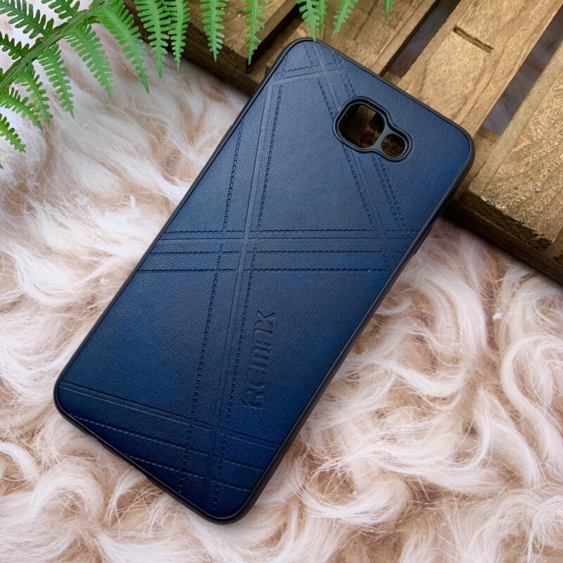 قاب گوشی Galaxy J5 Prime سامسونگ چرمی دور ژله ای طرح برجسته REMAX کلاسیک سرمه ای کد 23974 - Image 2