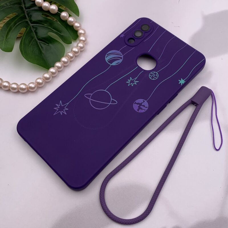 قاب گوشی Galaxy A10S سامسونگ سیلیکونی بند آویز دار محافظ لنز دار شیشه ای ماه و ستاره کد 27552 - Image 2