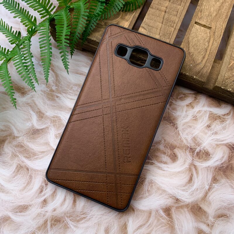 قاب گوشی Galaxy A5 2015 (A500) سامسونگ چرمی دور ژله ای طرح برجسته REMAX کلاسیک قهوه ای کد 41016 - Image 2