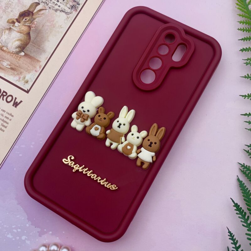 قاب گوشی Redmi Note 8 Pro شیائومی Solid Case سیلیکونی خانواده خرگوش برجسته سه بعدی محافظ لنز دار زرشکی کد 42713 - Image 2