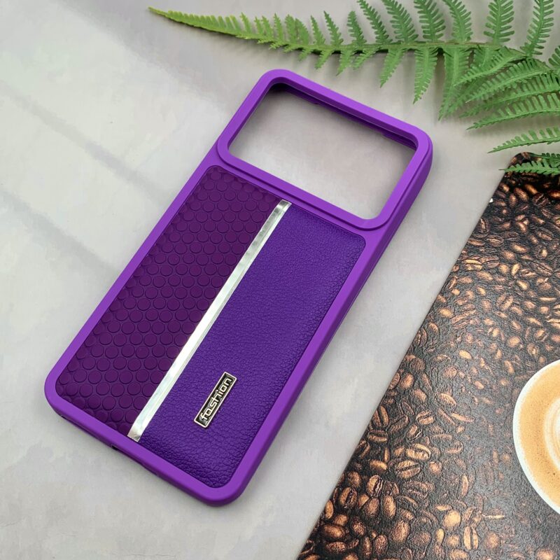 قاب گوشی Poco X6 Pro / Redmi K70E شیائومی Fashion چرمی اورجینال دور سیلیکونی اسپرت بنفش کد 46076 - Image 2