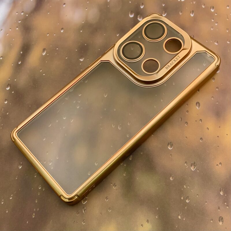 قاب گوشی Redmi Note 13 Pro 4G / Poco M6 Pro 4G شیائومی BRACKET اورجینال شفاف دور طلایی محافظ لنز دار شیشه ای کد 46753 - Image 2