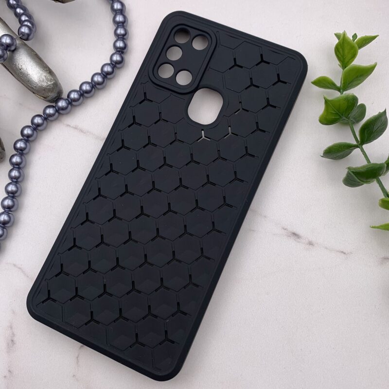 قاب گوشی Galaxy A21S سامسونگ سیلیکونی زنبوری سه بعدی محافظ لنز دار مشکی کد 48627 - Image 2