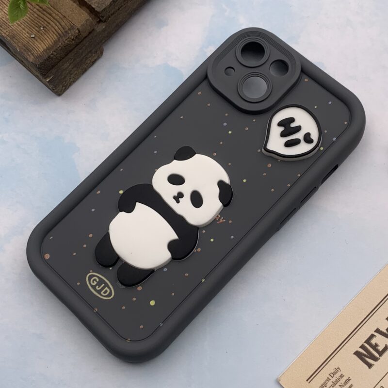 قاب گوشی iPhone 13 آیفون GJD اورجینال Solid Case سیلیکونی عروسکی برجسته محافظ لنز دار طرح پاندا کد 51264 - Image 2