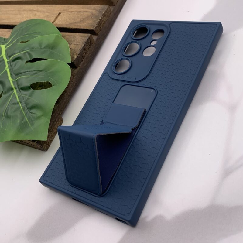 قاب گوشی Galaxy S24 Ultra سامسونگ New Case Pro سیلیکونی استندشو مگنتی محافظ لنز دار آبی کد 54129 - Image 2