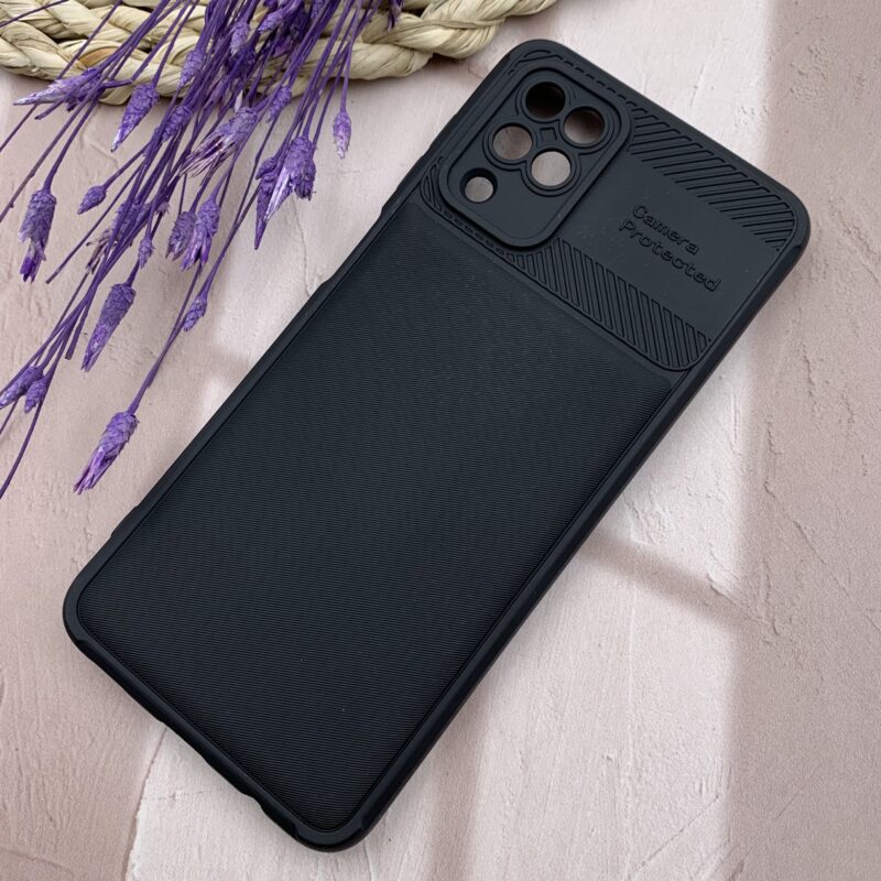 قاب گوشی Galaxy A12 / Galaxy M12 سامسونگ سیلیکونی طرح هاشور Camera Protected محافظ لنز دار مشکی کد 55329 - Image 2