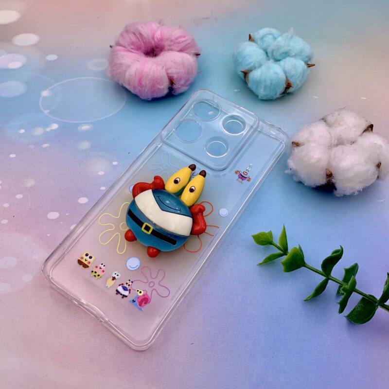 قاب گوشی Redmi Note 13 Pro 5G / Poco X6 شیائومی Space شفاف رزینی برجسته سه بعدی خانواده پاتریک و باب اسفنجی محافظ لنزدار کد 57487 - Image 2