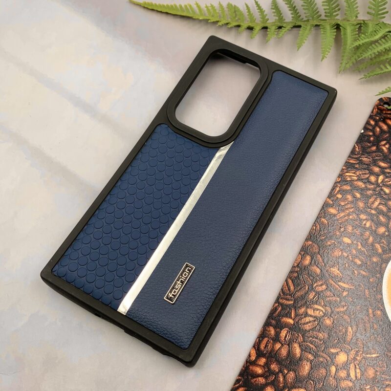 قاب گوشی Galaxy S24 Ultra سامسونگ Fashion چرمی اورجینال دور سیلیکونی اسپرت سرمه ای کد 60008 - Image 2