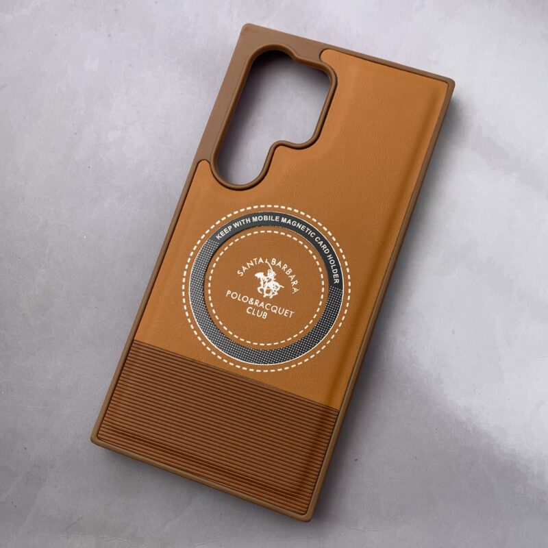 قاب گوشی Galaxy S24 Ultra سامسونگ اورجینال چرمی مگ سیف Polo Santa Barbara رنگ عسلی کد 60513 - Image 2