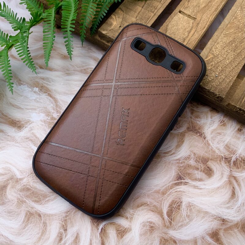 قاب گوشی Galaxy S3 سامسونگ چرمی دور ژله ای طرح برجسته REMAX کلاسیک قهوه ای کد 65459 - Image 2