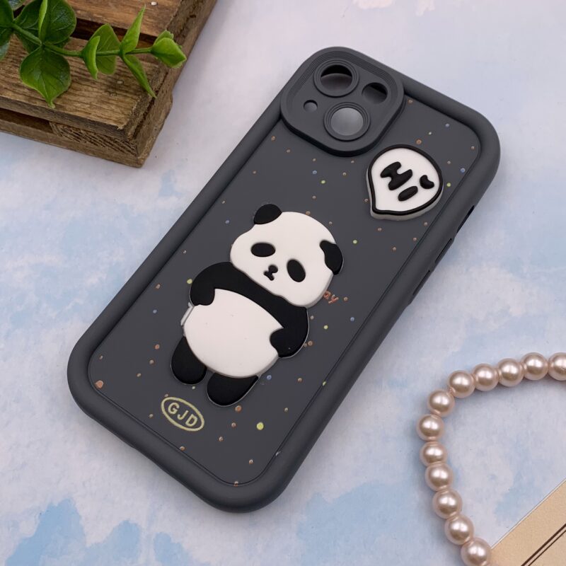 قاب گوشی iPhone 13 آیفون GJD اورجینال Solid Case سیلیکونی عروسکی برجسته محافظ لنز دار طرح پاندا کد 66675 - Image 2