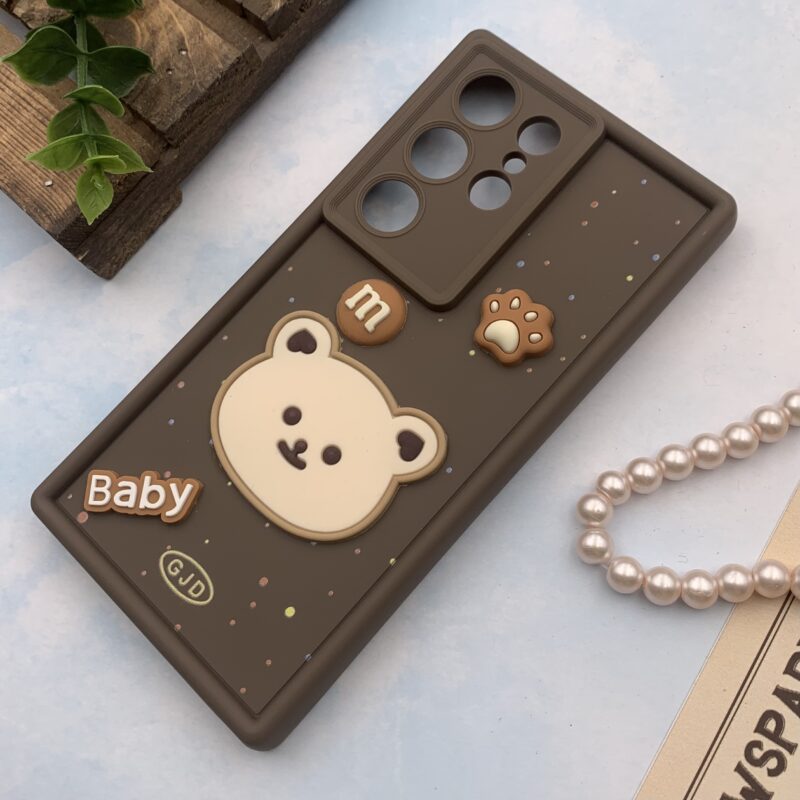 قاب گوشی Galaxy S24 Ultra سامسونگ GJD اورجینال Solid Case سیلیکونی عروسکی برجسته محافظ لنز دار طرح تدی کد 69591 - Image 2