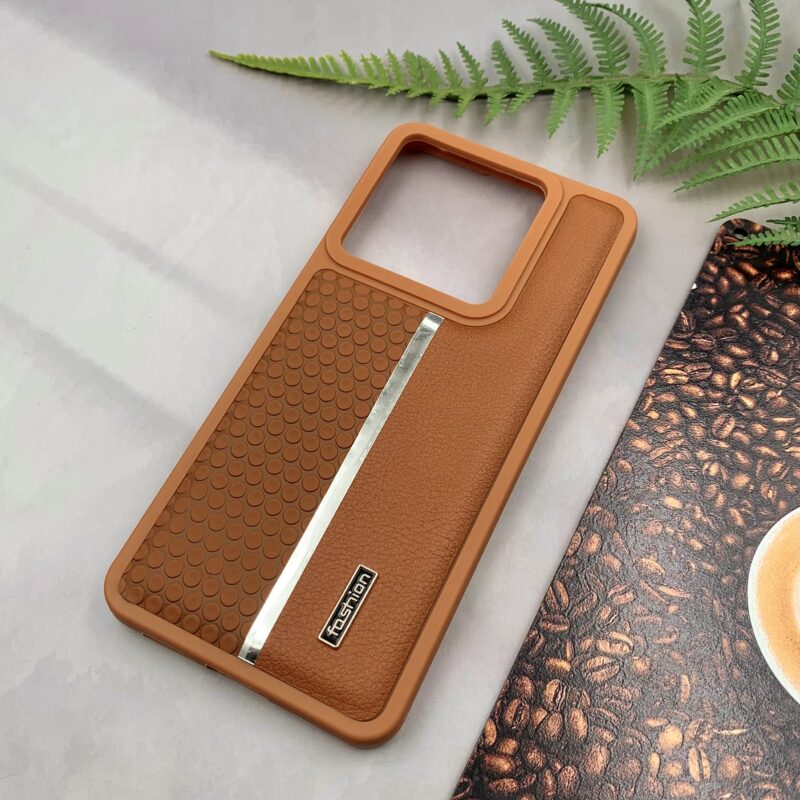 قاب گوشی Redmi Note 13 Pro 5G / Poco X6 شیائومی Fashion چرمی اورجینال دور سیلیکونی اسپرت عسلی کد 84860 - Image 2