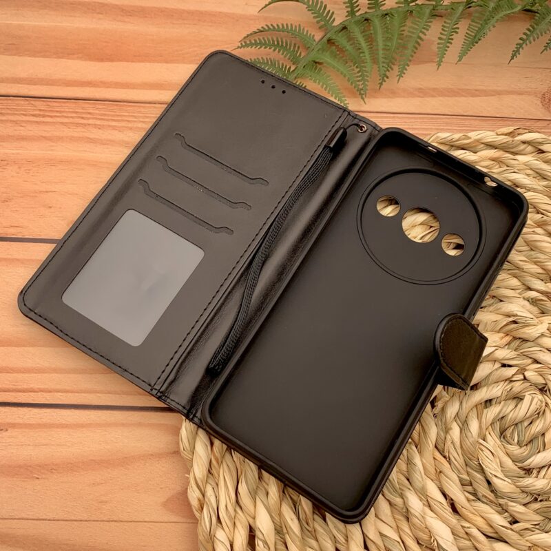 کیف گوشی Redmi A3 / Redmi A3x شیائومی چرم مگنتی جاکارتی بند آویز دار محافظ لنز دار مشکی کد 84901 - Image 2