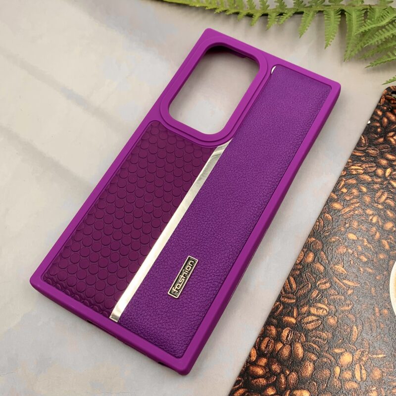 قاب گوشی Galaxy S24 Ultra سامسونگ Fashion چرمی اورجینال دور سیلیکونی اسپرت بنفش کد 85452 - Image 2