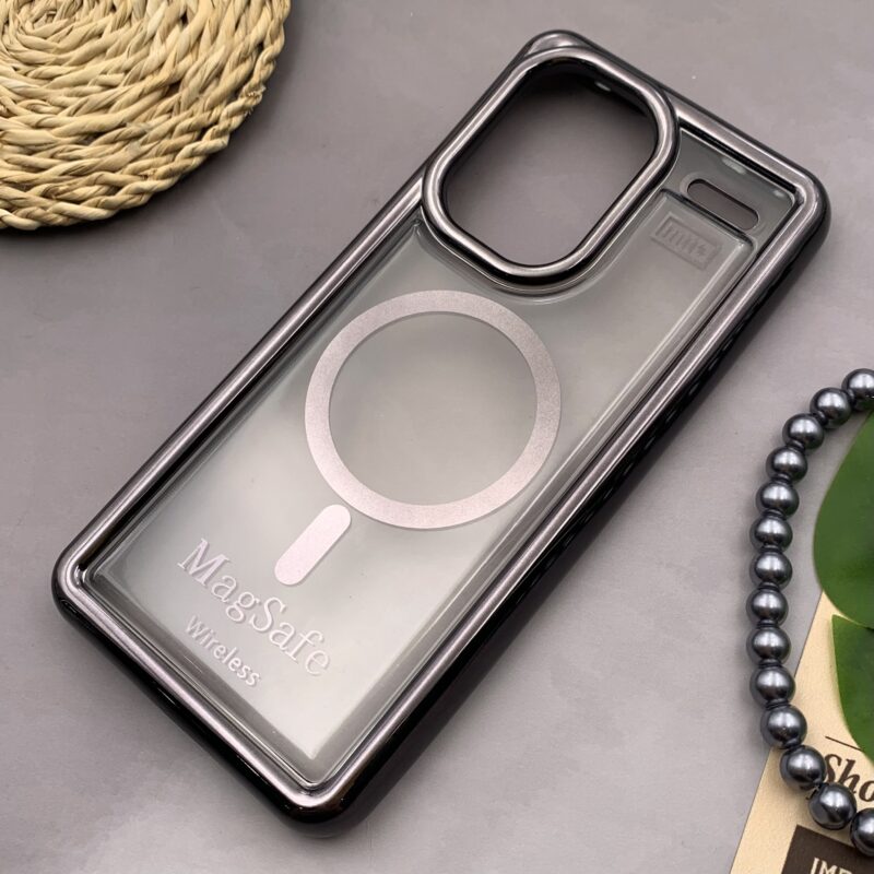 قاب گوشی Redmi Note 13 Pro Plus شیائومی شفاف طرح MagSafe مگ سیف ایربگ دار ضد ضربه کرومی کد 87871 - Image 2