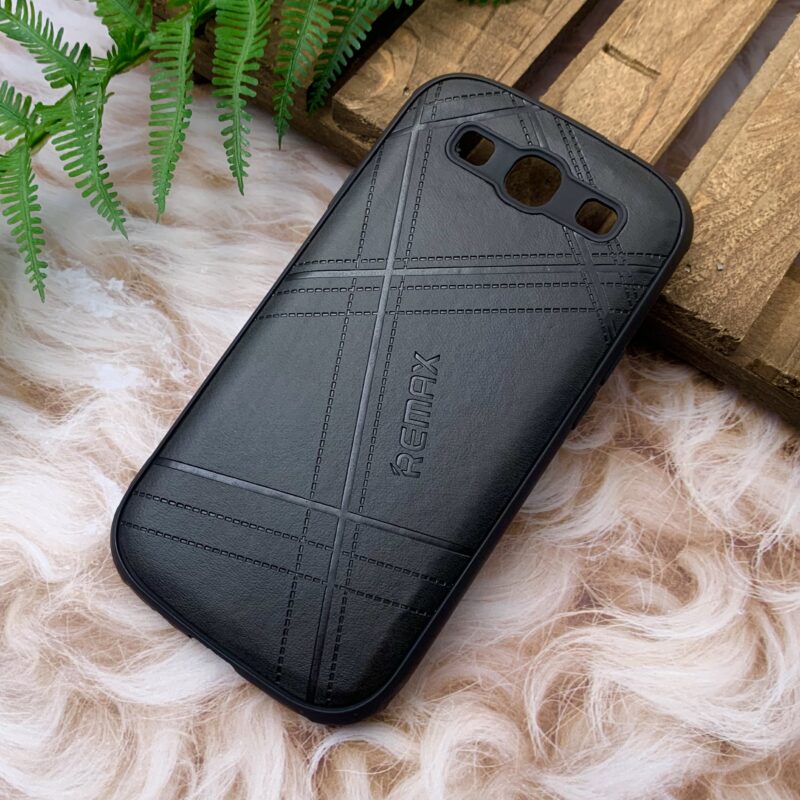 قاب گوشی Galaxy S3 سامسونگ چرمی دور ژله ای طرح برجسته REMAX کلاسیک مشکی کد 90023 - Image 2