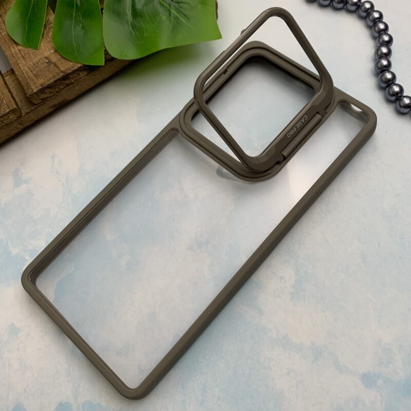 قاب گوشی Redmi Note 13 Pro 4G / Poco M6 Pro 4G شیائومی Case Pro اورجینال دور سیلیکونی استندشو شفاف تیتانیوم کد 94093 - Image 2