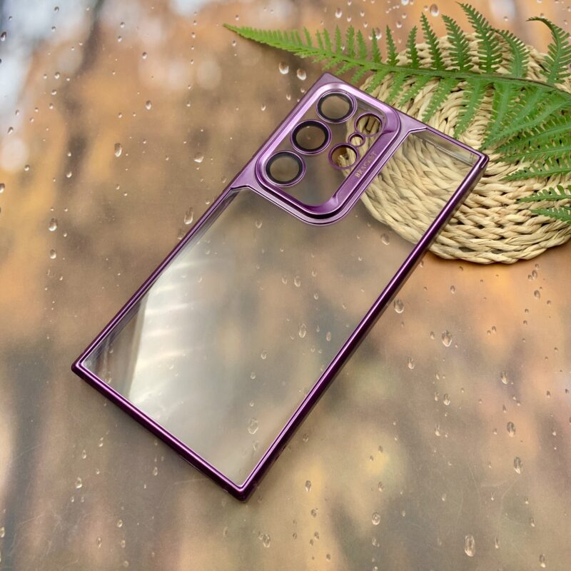 قاب گوشی Galaxy S24 Ultra سامسونگ BRACKET اورجینال شفاف دور بنفش محافظ لنز دار شیشه ای کد 95102 - Image 2
