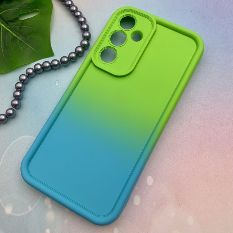قاب گوشی Galaxy A35 سامسونگ سیلیکونی Solid Case ایربگ دار آبرنگی طیفی محافظ لنزدار سبز آبی کد 11003 - Image 2