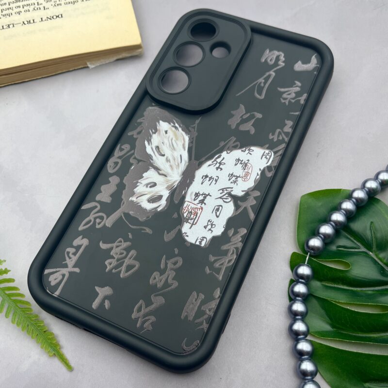 قاب گوشی Galaxy A55 سامسونگ سیلیکونی Solid Case محافظ لنز دار طرح نقاشی پروانه مشکی کد 12705 - Image 2