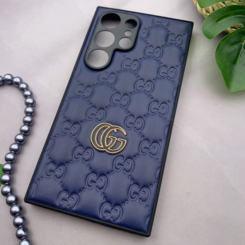 قاب گوشی Galaxy S24 Ultra سامسونگ پافری چرمی بالشتی لاکچری گوچی GUCCi سرمه ای محافظ لنز دار کد 13144 - Image 2