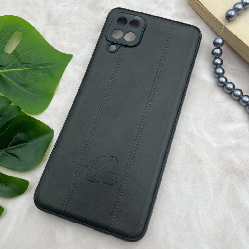 قاب گوشی Galaxy A12 / Galaxy M12 سامسونگ چرمی دور سیلیکونی طرح ASN Case محافظ لنز دار مشکی کد 13259 - Image 2