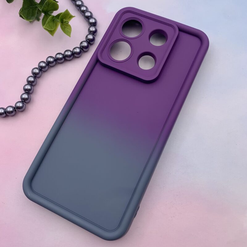 قاب گوشی Redmi Note 13 Pro 5G / Poco X6 شیائومی سیلیکونی Solid Case ایربگ دار آبرنگی طیفی محافظ لنزدار بنفش طوسی کد 17522 - Image 2
