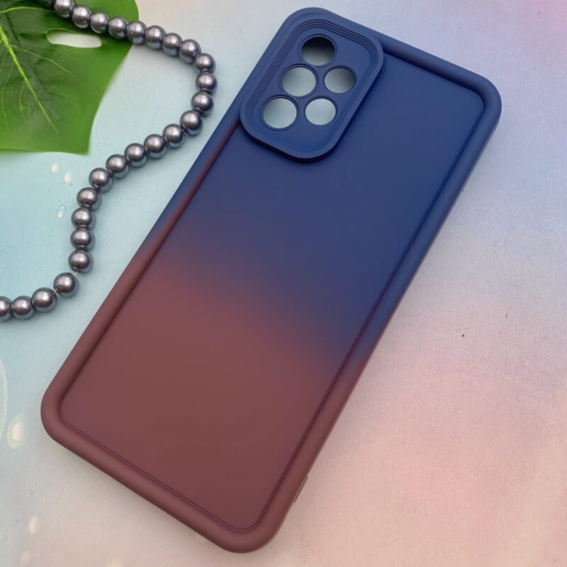 قاب گوشی Galaxy A73 سامسونگ سیلیکونی Solid Case ایربگ دار آبرنگی طیفی محافظ لنزدار سرمه ای زرشکی کد 17590 - Image 2