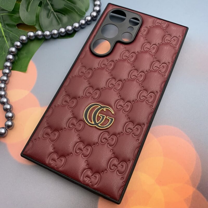 قاب گوشی Galaxy S24 Ultra سامسونگ پافری چرمی بالشتی لاکچری گوچی GUCCi زرشکی محافظ لنز دار کد 19965 - Image 2
