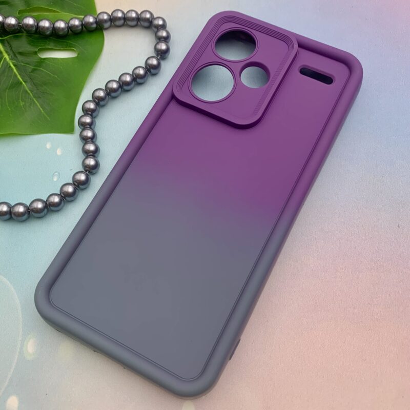 قاب گوشی Redmi Note 13 Pro Plus شیائومی سیلیکونی Solid Case ایربگ دار آبرنگی طیفی محافظ لنزدار بنفش طوسی کد 21187 - Image 2