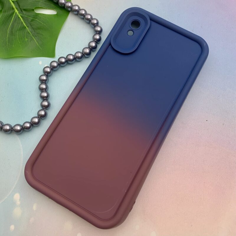 قاب گوشی Redmi 9A شیائومی سیلیکونی Solid Case ایربگ دار آبرنگی طیفی محافظ لنزدار سرمه ای زرشکی کد 27411 - Image 2