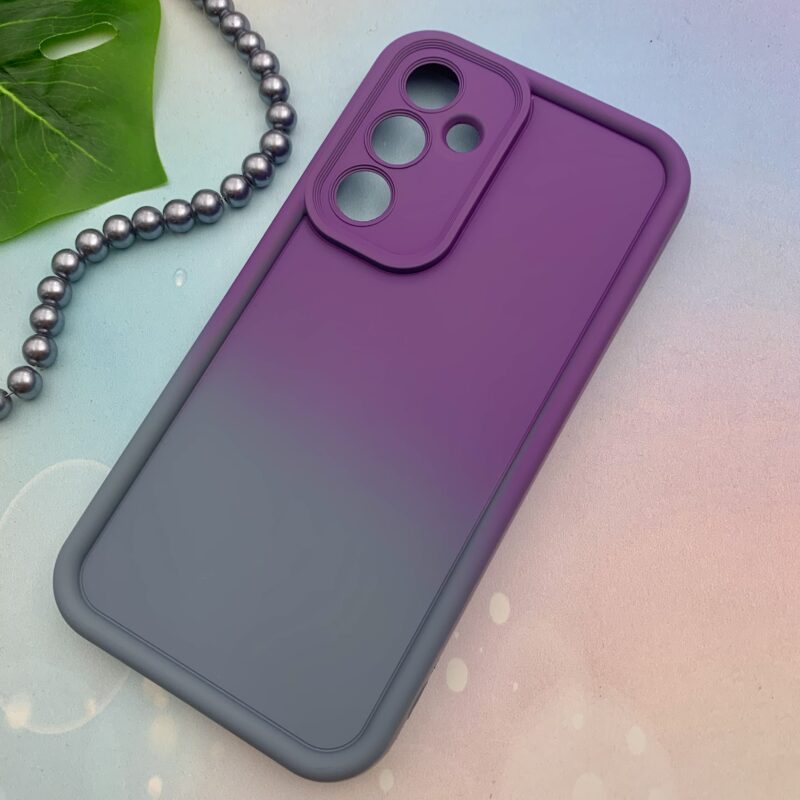 قاب گوشی Galaxy A35 سامسونگ سیلیکونی Solid Case ایربگ دار آبرنگی طیفی محافظ لنزدار بنفش طوسی کد 29301 - Image 2