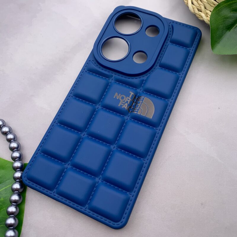 قاب گوشی Redmi Note 13 Pro 4G / Poco M6 Pro 4G شیائومی سیلیکونی پافری برجسته Kit Kat طرح The North Face محافظ لنز دار آبی کد 31623 - Image 2
