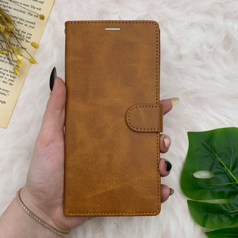 کیف گوشی Galaxy Note 10 Plus سامسونگ چرم مگنتی جاکارتی بند آویز دار محافظ لنز دار عسلی کد 31642 - Image 3