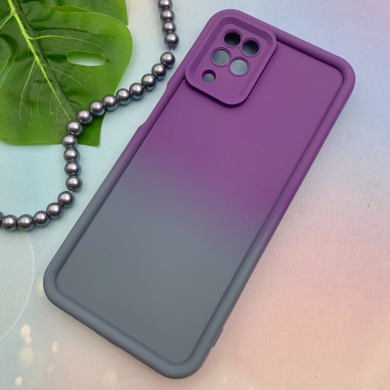 قاب گوشی Galaxy A12 / Galaxy M12 سامسونگ سیلیکونی Solid Case ایربگ دار آبرنگی طیفی محافظ لنزدار بنفش طوسی کد 34465 - Image 2