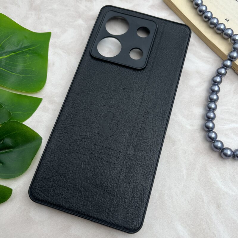 قاب گوشی Redmi Note 13 Pro 5G / Poco X6 شیائومی چرمی دور سیلیکونی طرح PLATINUM محافظ لنز دار مشکی کد 35320 - Image 2