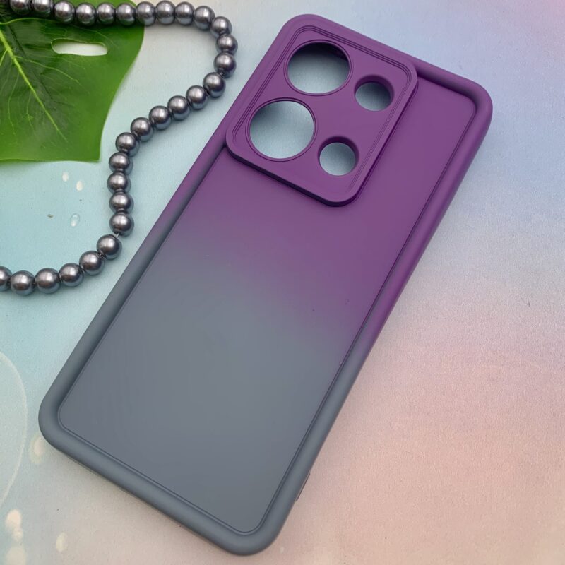 قاب گوشی Redmi Note 13 Pro 4G / Poco M6 Pro 4G شیائومی سیلیکونی Solid Case ایربگ دار آبرنگی طیفی محافظ لنزدار بنفش طوسی کد 36596 - Image 2