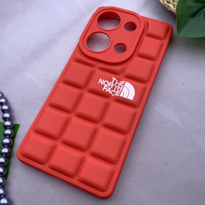 قاب گوشی Redmi Note 13 Pro 4G / Poco M6 Pro 4G شیائومی سیلیکونی پافری برجسته Kit Kat طرح The North Face محافظ لنز دار قرمز کد 36602 - Image 2