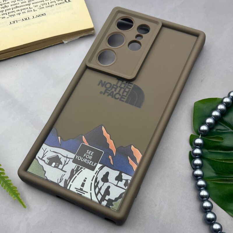 قاب گوشی Galaxy S24 Ultra سامسونگ سیلیکونی Solid Case محافظ لنز دار طرح The North Face قهوه ای کد 37768 - Image 2