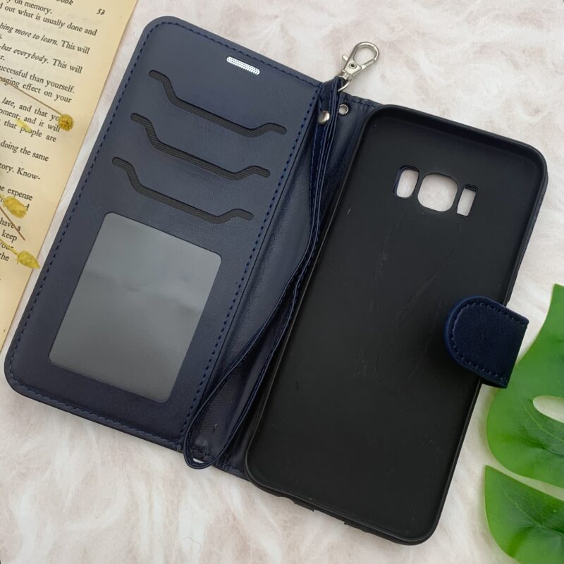 کیف گوشی Galaxy S8 سامسونگ چرم مگنتی جاکارتی بند آویز دار محافظ لنز دار سرمه ای کد 48588 - Image 2