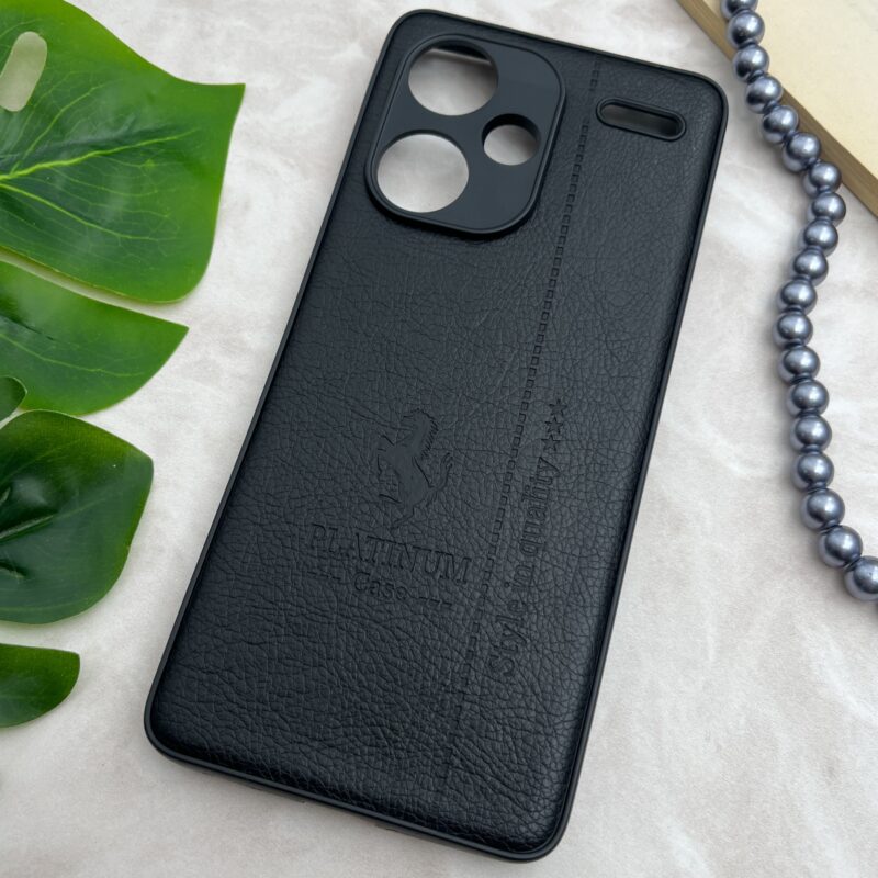 قاب گوشی Redmi Note 13 Pro Plus شیائومی چرمی دور سیلیکونی طرح PLATINUM محافظ لنز دار مشکی کد 52581 - Image 2
