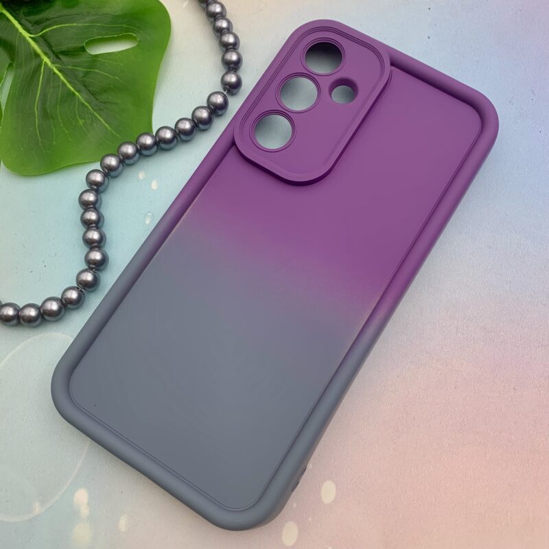 قاب گوشی Galaxy A55 سامسونگ سیلیکونی Solid Case ایربگ دار آبرنگی طیفی محافظ لنزدار بنفش طوسی کد 55516 - Image 2