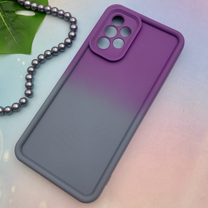 قاب گوشی Galaxy A73 سامسونگ سیلیکونی Solid Case ایربگ دار آبرنگی طیفی محافظ لنزدار بنفش طوسی کد 58077 - Image 2