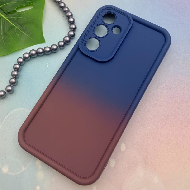 قاب گوشی Galaxy A35 سامسونگ سیلیکونی Solid Case ایربگ دار آبرنگی طیفی محافظ لنزدار سرمه ای زرشکی کد 58306 - Image 2