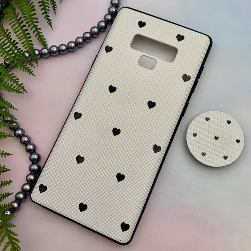 قاب گوشی Galaxy Note 9 سامسونگ فانتزی برجسته سوزنی طرح قلبی سفید محافظ لنز دار پاپ سوکت دار کد 62563 - Image 2
