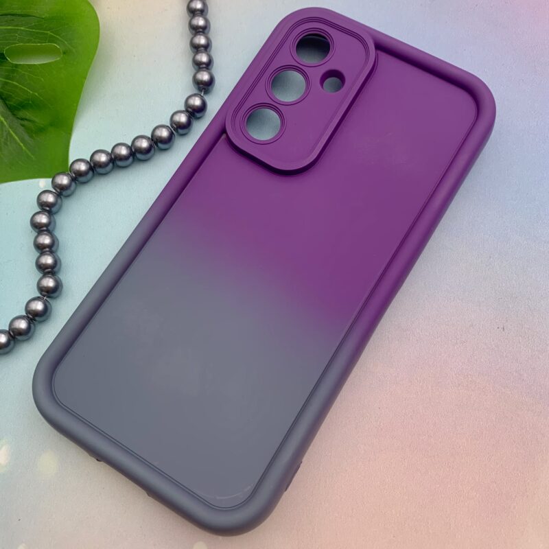 قاب گوشی Galaxy S23 FE سامسونگ سیلیکونی Solid Case ایربگ دار آبرنگی طیفی محافظ لنزدار بنفش طوسی کد 66515 - Image 2